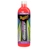 A bottle of Meguiar Hybrid Ceramic Pre Wax Prep vehicle polish in a red plastic bottle with a label featuring the Meguiar's logo and product information.