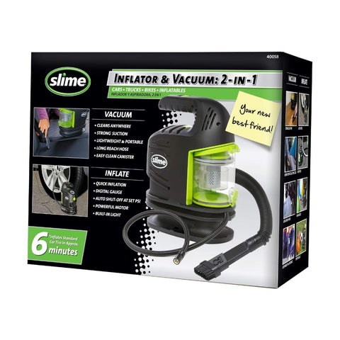 Slime 40058 (2-in-1) 12V Tire Inflator and Powerful Vacuum