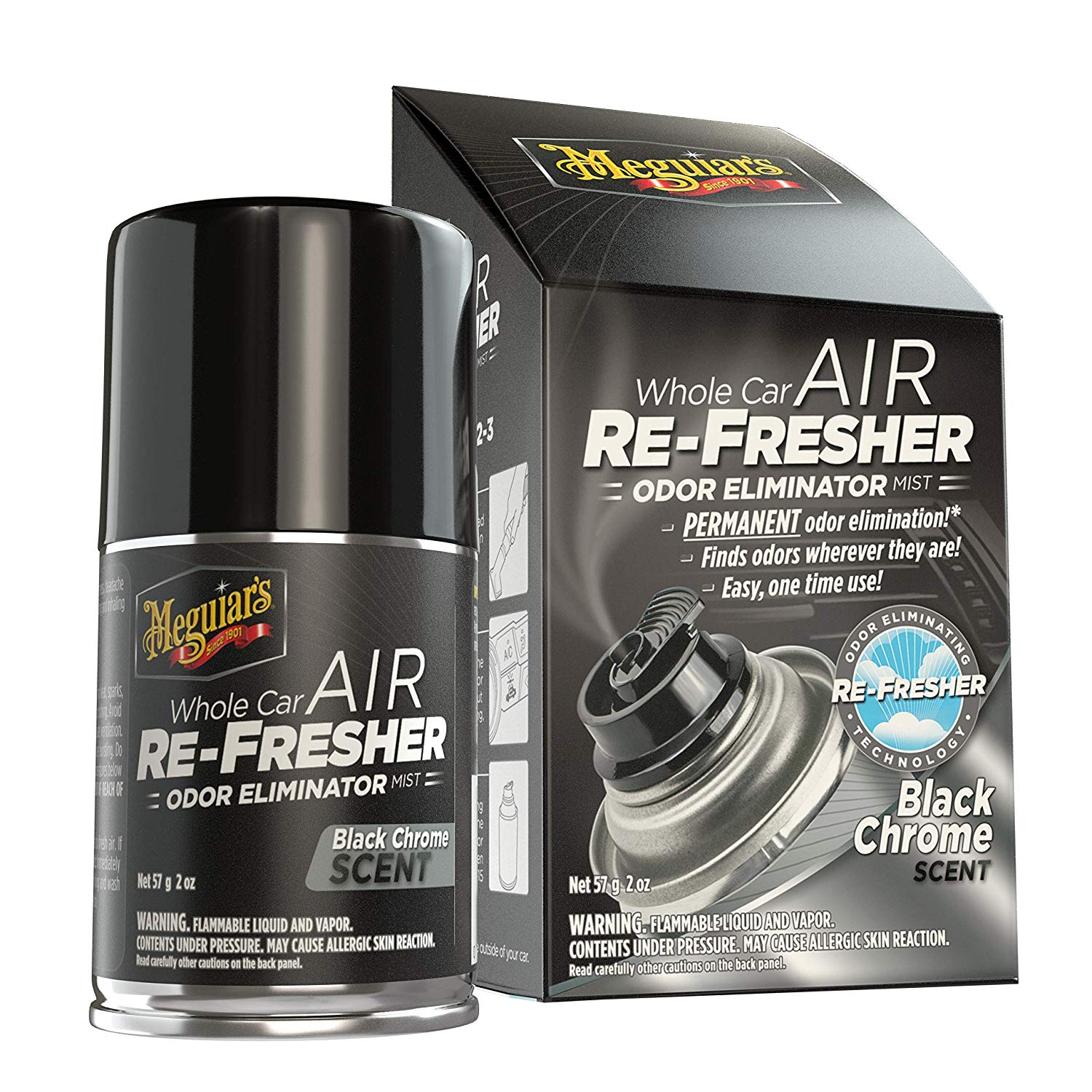 Meguiars Whole Car Air Re-Fresher Odor Eliminator - Black Chrome Scent