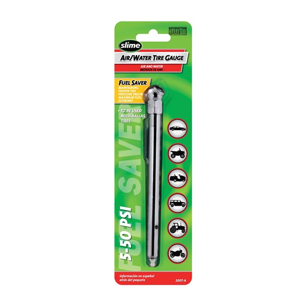 Slime Air & Water Pencil Tire Gauge (5-50 psi)
