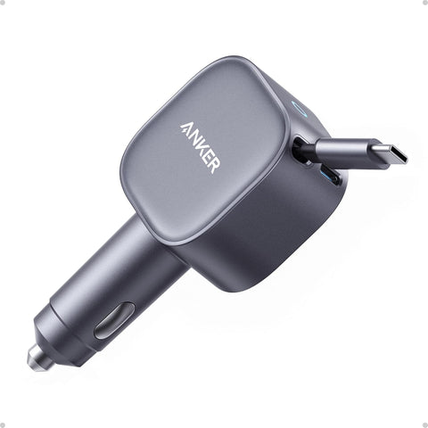 Anker Nano 75W Car Charger Black A2738 with Retractable USB-C Cable