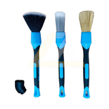 AutoHub 3Pcs Premium Soft Detailing Brush Set with natural boar hair, synthetic fiber and microfiber brush heads