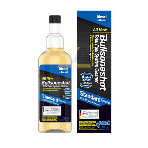 Bullsoneshot Total Fuel System Cleaner bottle and packaging on a white background