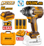 Ingco Cordless Impact Wrench 850N.m (CIWLI2085) with Battery & Charger