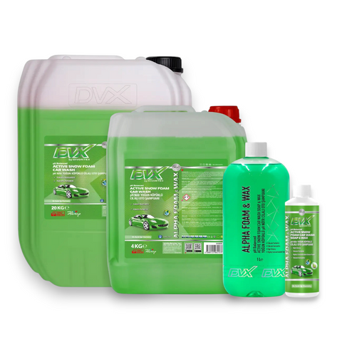 Divortex Alpha Foam pH Balanced Shampoo with Wax in 463ml, 1L, 4L and 20L sizes with green apple fragrance