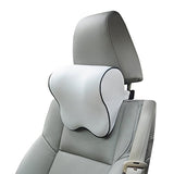 Car headrest pillow on a gray car seat with a white background