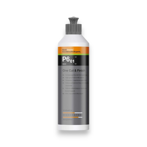 Bottle of P601 One Cut & Finish product on a white background