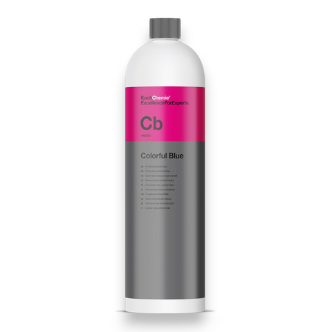 Bottle of ColorChemie 'Colorful Blue' on a white background