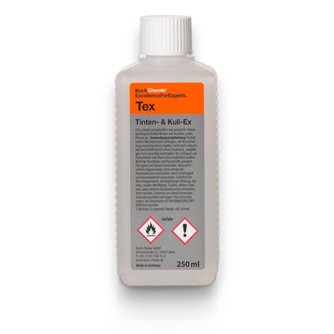 Bottle of Kuch Chemie Tex Tintentänder on a white background