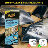 Meguiar’s Two Step Headlight Restoration Kit G2970 with Cleaning Solution, Protective Coating and Cleaning Pads