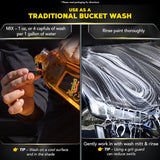 Instructions for using Meguiar's car wash product with text and images of application.