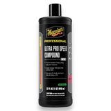 Meguiar's Professional Ultra Pro Speed Compound M10 in a 32 fl oz black bottle with a black cap, shown on a solid white background.