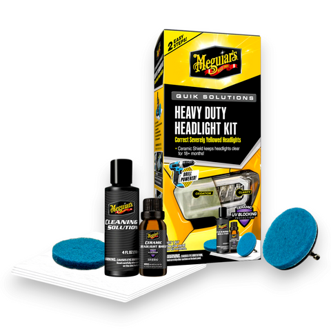 Meguiar’s Quik Solutions Headlight Restoration Kit G55265 with Oxidation Removal Pads and Ceramic Headlight Shield