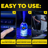 Instructions for using a car air freshener with images and text on a dark background