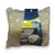 Beige car seat cushion with packaging on a white background