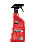 Back view of a red spray bottle of Back2Black Tire Cleaner with a black trigger sprayer, on a white background.