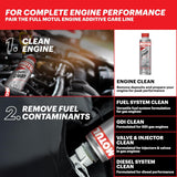 Motul engine additive products with text on a red background