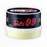 Container of Soft 99 car wax with black and red label on a white background