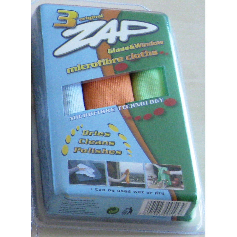 ZAP MICROFIBER TRIPLE GLASS & WIINDOW  (38cmx38cm) 3pcs/pack